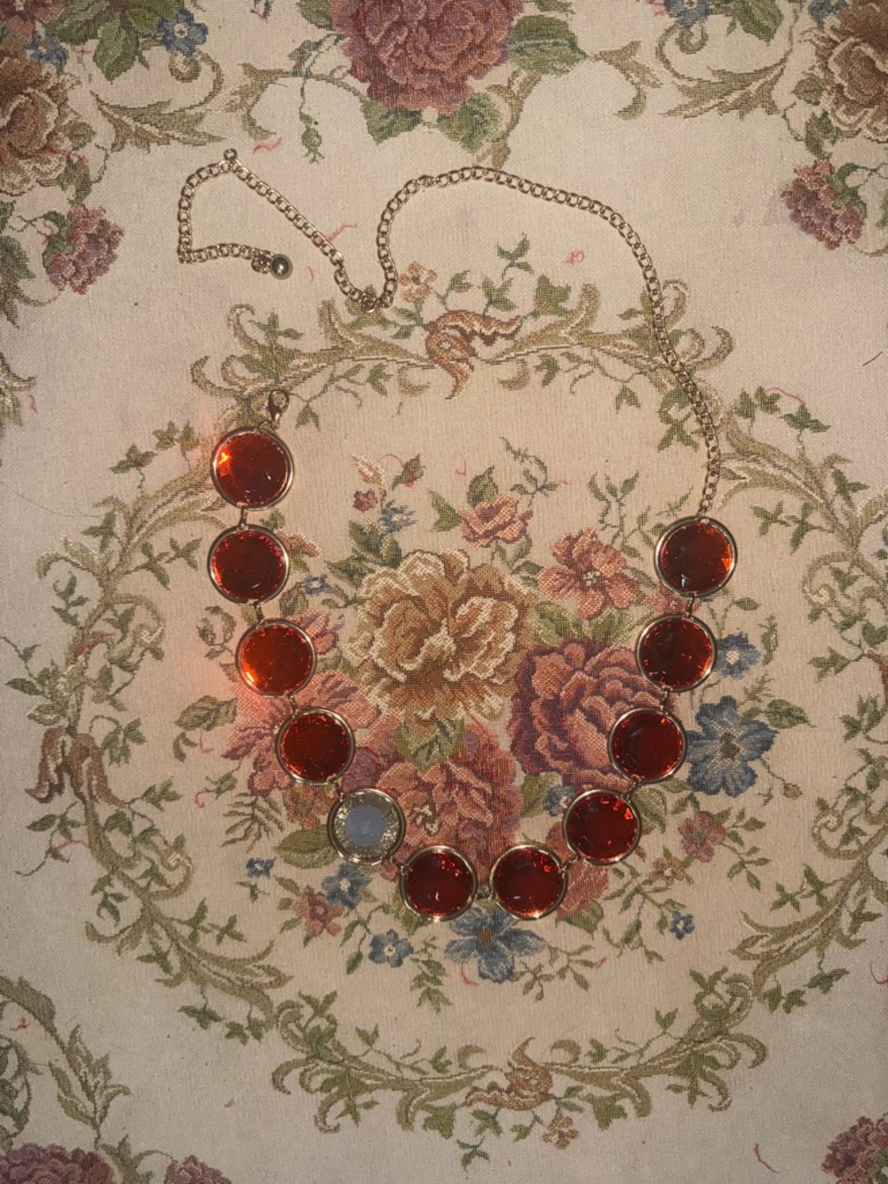 Gold-Tone Red Gem Statement belt  - Unbranded